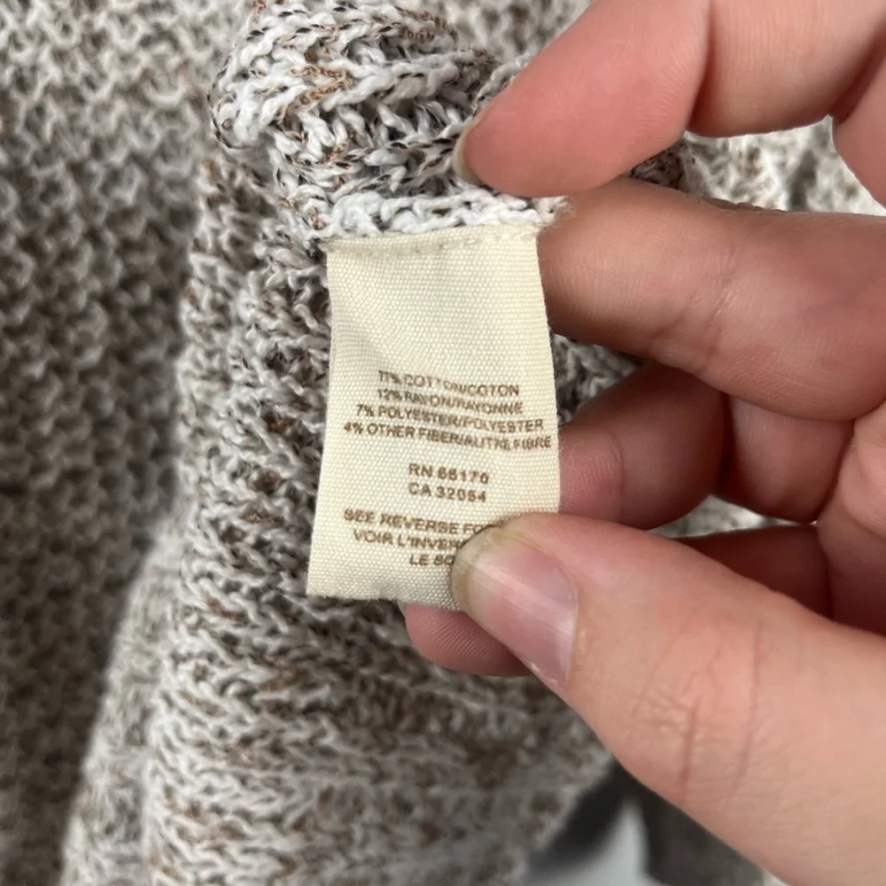 Free People Knit Sweater Cream Knit Bohemian Hooded Sweater Women’s Size large